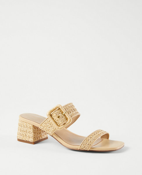Straw Buckle Two Strap Sandals