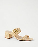 Straw Buckle Two Strap Sandals carousel Product Image 1