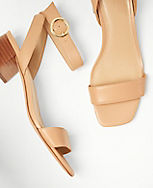Leather Mid Block Heel Sandals carousel Product Image 2