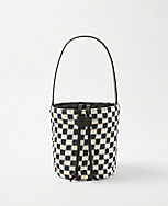 Checkered Raffia Bucket Bag carousel Product Image 1