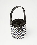 Checkered Raffia Bucket Bag carousel Product Image 2