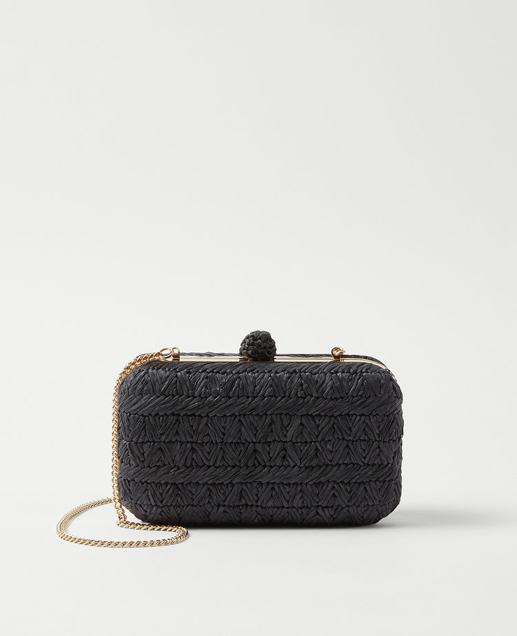 Black Raffia Clutch Bag