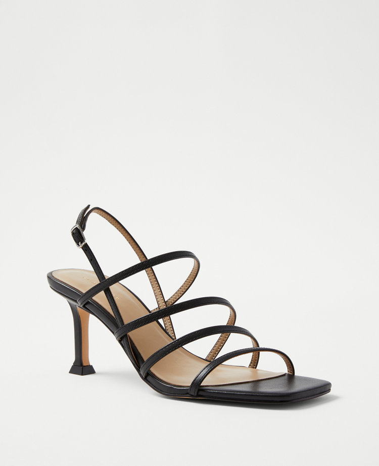 Strappy Leather Heeled Slingback Sandals