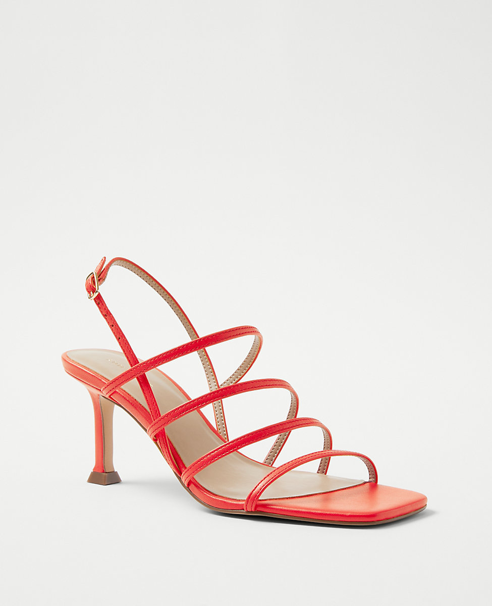 Strappy Leather Heeled Slingback Sandals