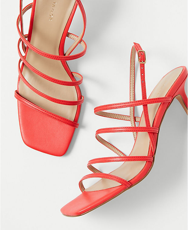 Strappy Leather Heeled Slingback Sandals