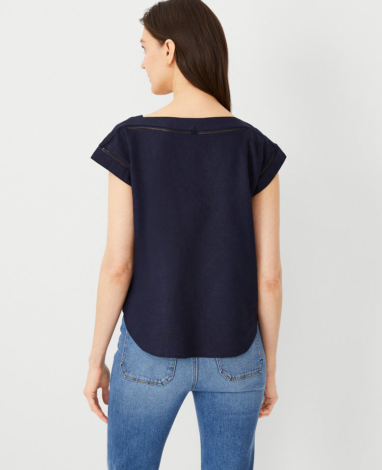 Linen Blend Boatneck Top