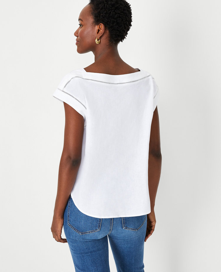 Linen Blend Boatneck Top