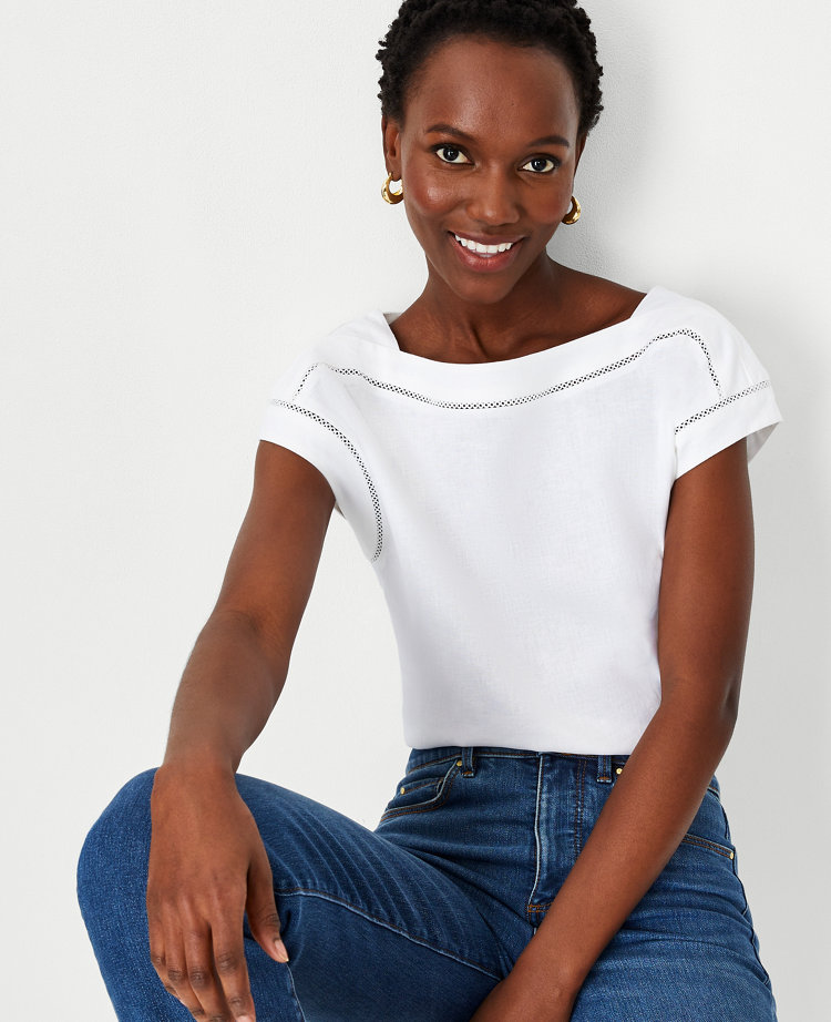 Linen Blend Boatneck Top