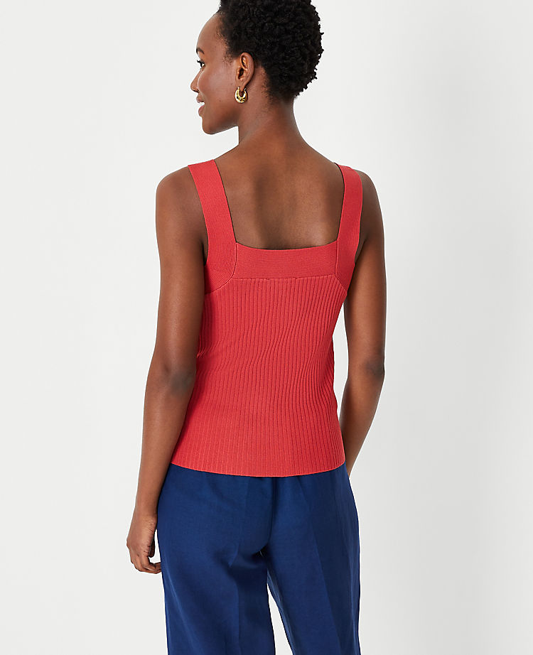 Ribbed Square Neck Sweater Shell