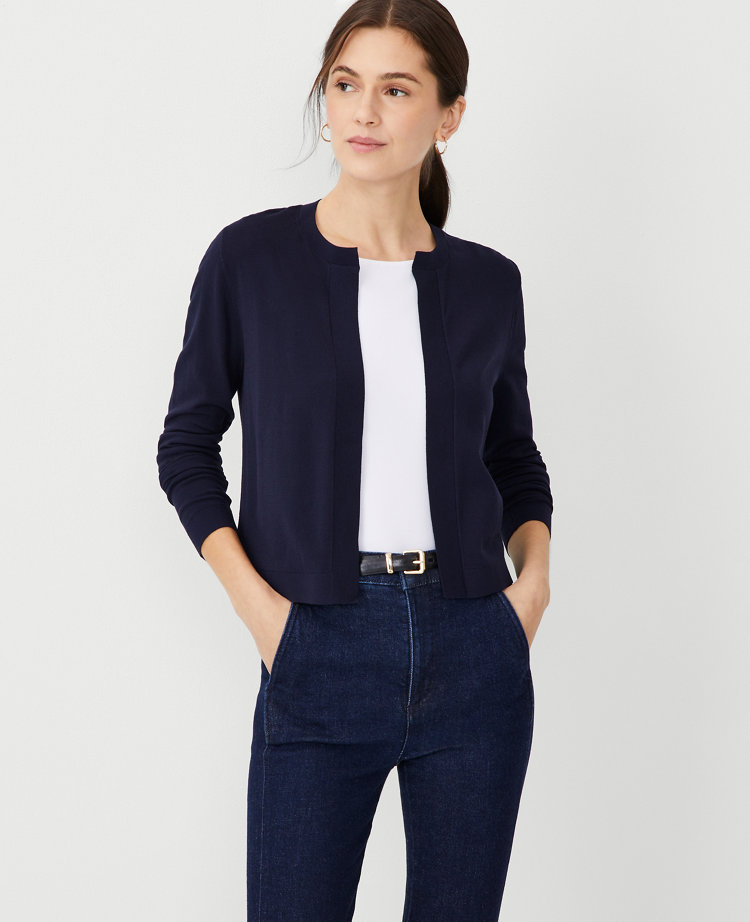 Ann Taylor Seasonless Cropped Open Cardigan