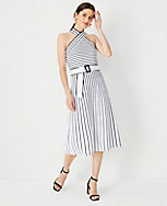 Striped Crossover Halter Sweater Dress carousel Product Image 1