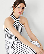 Striped Crossover Halter Sweater Dress carousel Product Image 3