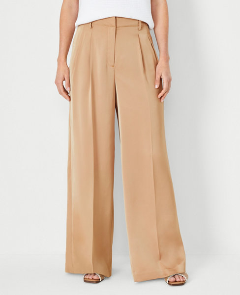 The Pleated Wide Leg Pant in Satin