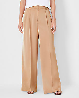 Ann Taylor The Pleated Wide Leg Pant In Cafe Au Lait