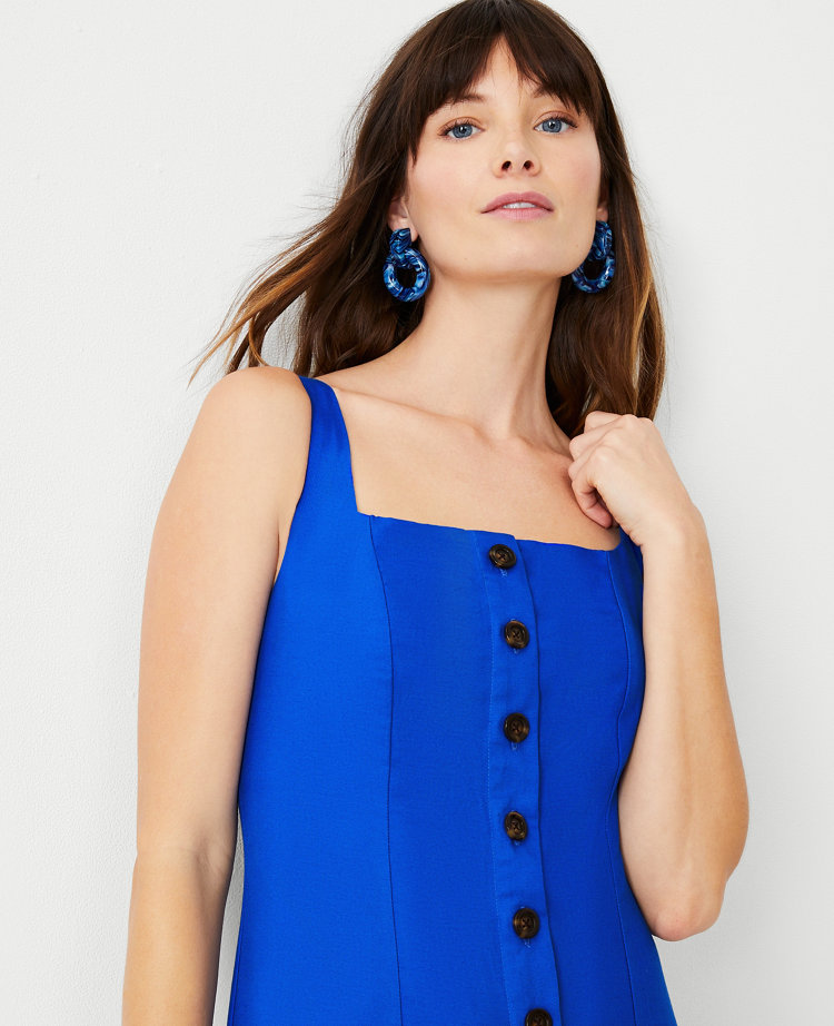 Cotton Linen Button Sheath Dress