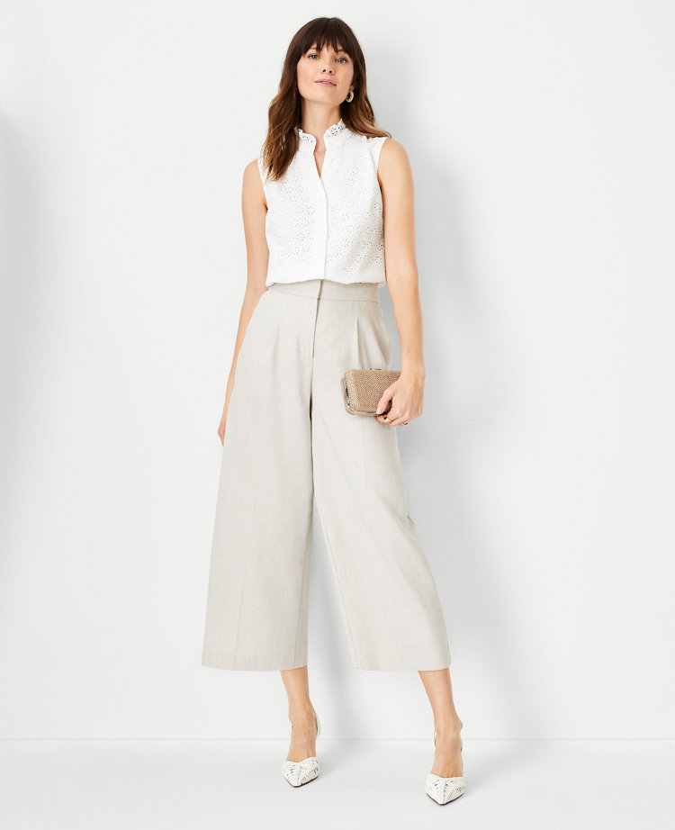 The Pleated Culotte Pant in Linen Blend