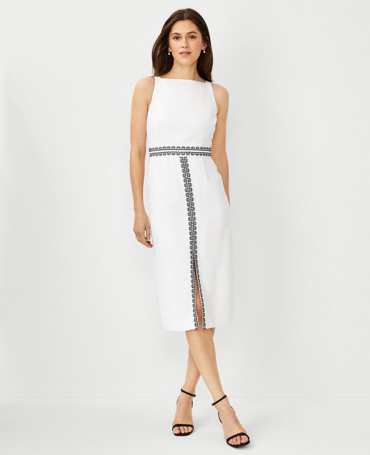 Embroidered Halter Sheath Dress