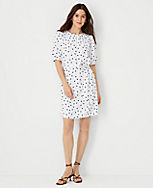 Dotted Shirred Shift Dress carousel Product Image 1