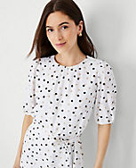 Dotted Shirred Shift Dress carousel Product Image 3