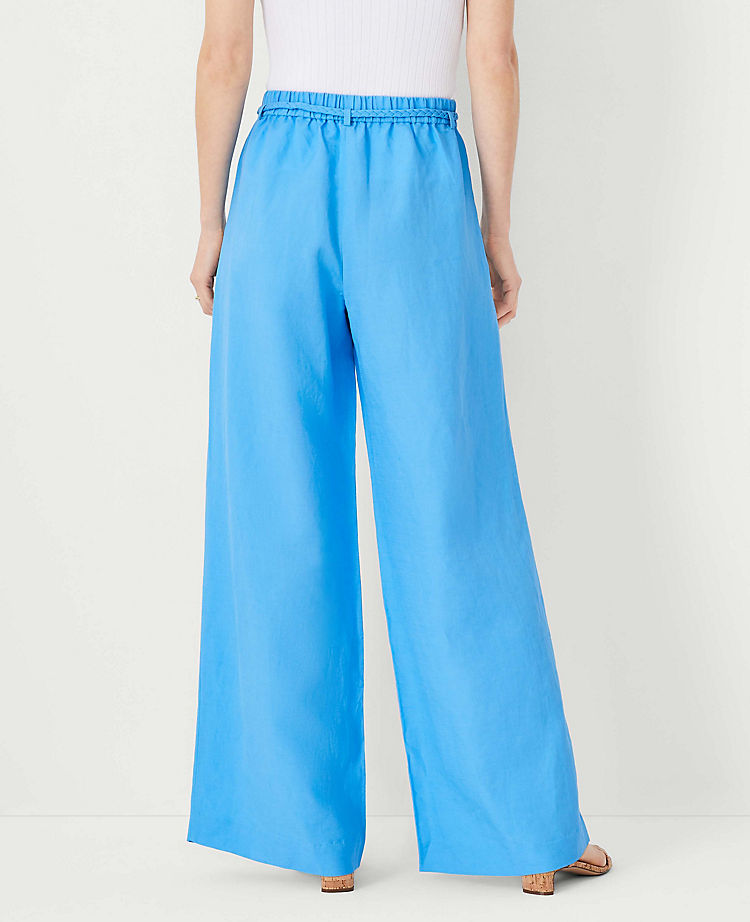 The Belted Pull On Palazzo Pant in Linen Blend