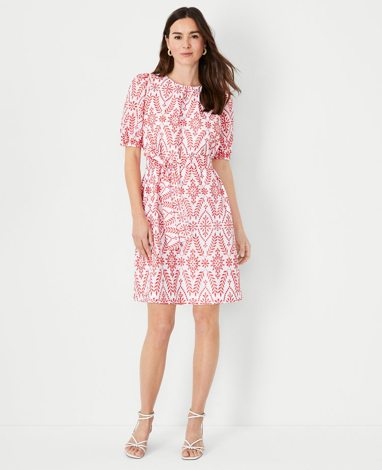Eyelet Belted Shift Dress
