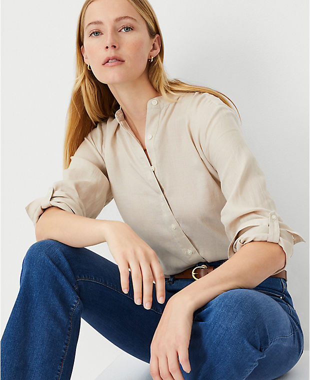 Linen Relaxed Roll Tab Perfect Shirt