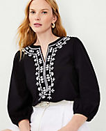 Embroidered 3/4 Sleeve Top carousel Product Image 3