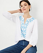 Embroidered 3/4 Sleeve Top carousel Product Image 1