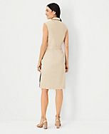 The Notched Collar Tie Waist Dress in Herringbone Linen Blend carousel Product Image 2