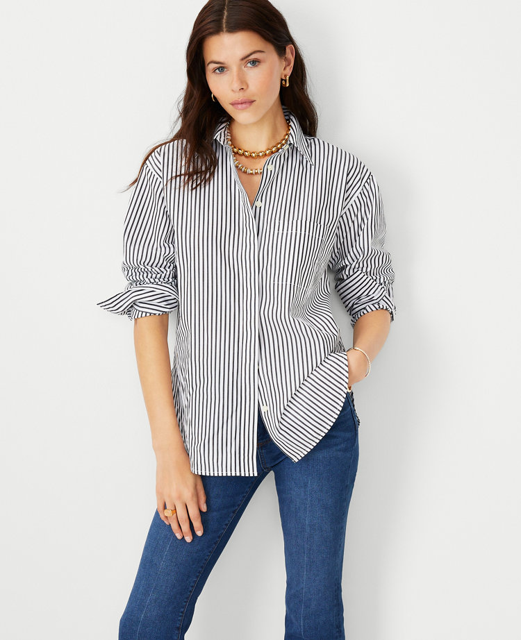 Striped Color Blocked Oversized Shirt main image 0