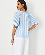 Striped Puff Tie Sleeve Top carousel Product Image 2