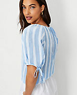 Striped Puff Tie Sleeve Top carousel Product Image 3