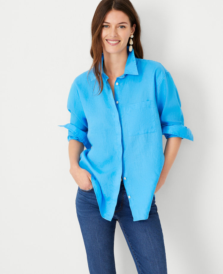 PAP mist blue - unisex oversized linen shirt
