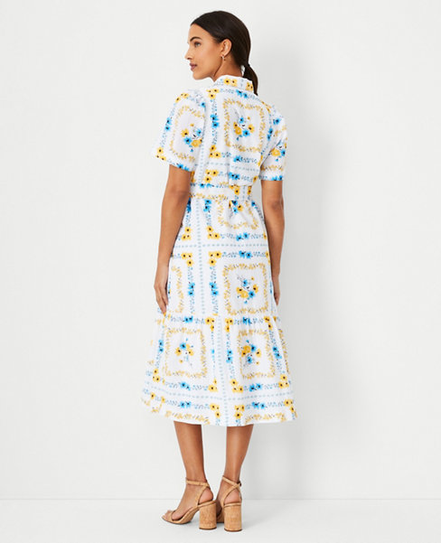 Floral Square Belted Shirtdress