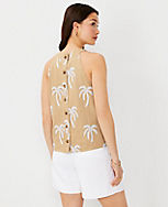 Palm Embroidered Button Back Halter Top carousel Product Image 2