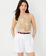 Palm Embroidered Button Back Halter Top carousel Product Image 3