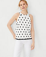 Dotted Linen Blend Button Back Halter Top carousel Product Image 3