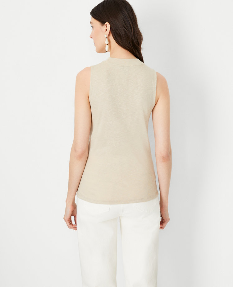 Navy Mock Neck Sleeveless Bubble Top