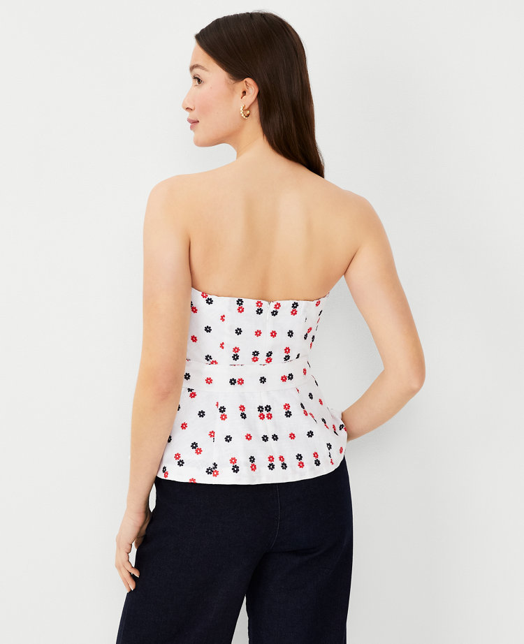 Strapless Tie Knot Back Printed Top