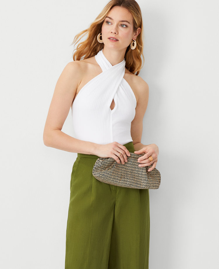 Ribbed Criss Cross Halter Top