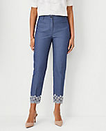 The Cotton Crop Pant in Eyelet - Curvy Fit carousel Product Image 1