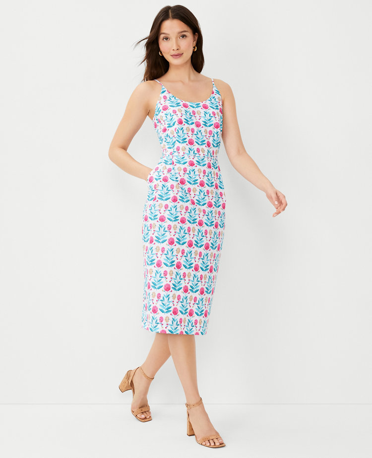 Floral Scoop Neck Sheath Dress