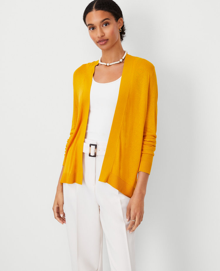 Ann Taylor Petite Lightweight Open Cardigan In Bali Gold