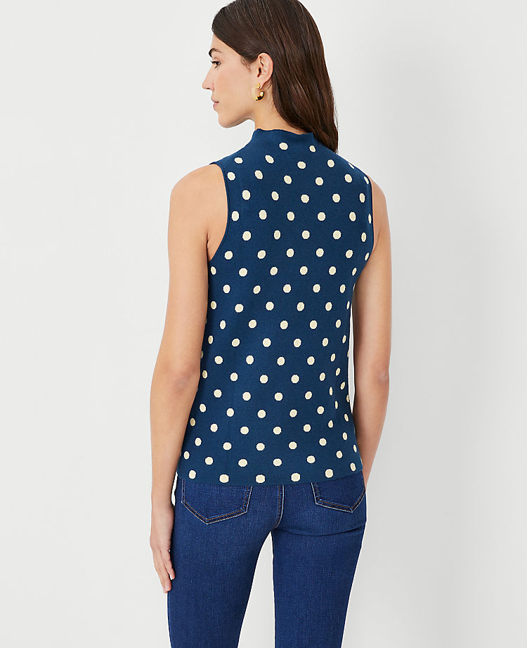 Petite Dotted Mock Neck Sweater Shell