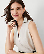 Linen Blend Sleeveless Wrap Dress carousel Product Image 3