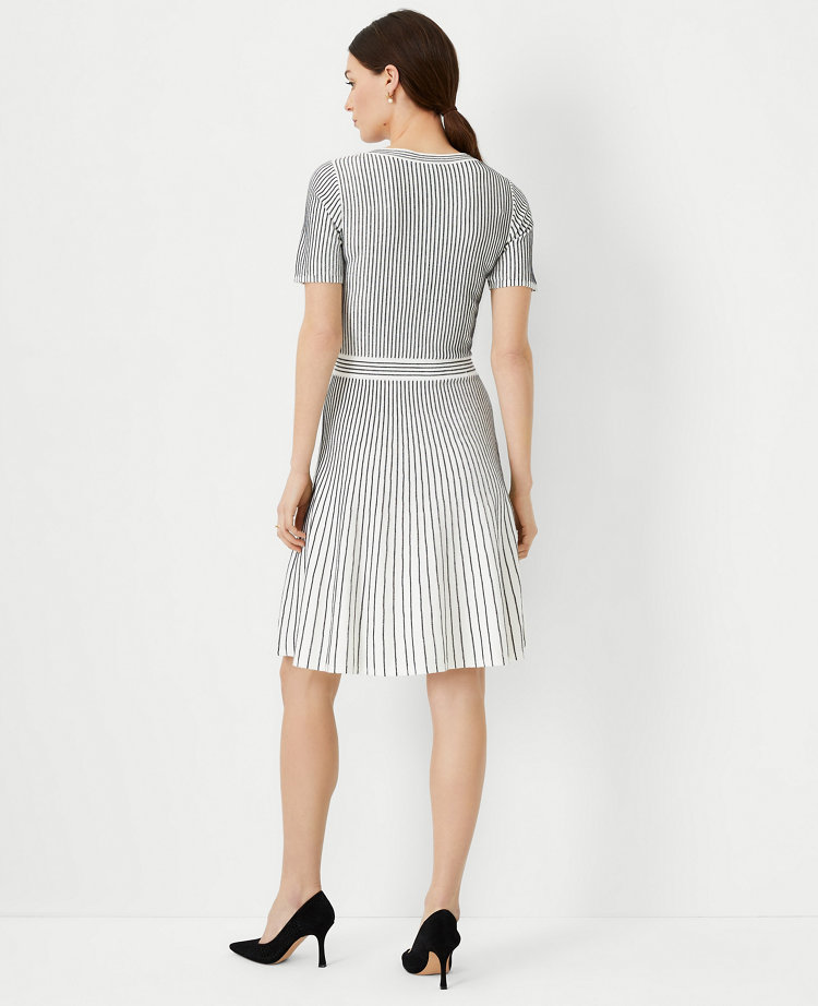 Ribbed Knit Flare Sweater Dress