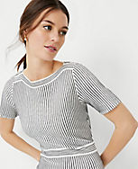 Petite Stripe Ribbed Flare Sweater Dress carousel Product Image 3