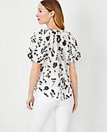 Floral Split Neck Ruffle Sleeve Top carousel Product Image 2