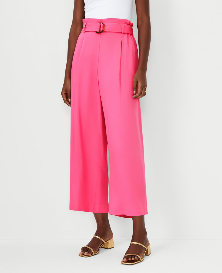 The Petite Belted Easy Wide Leg Crop Pant