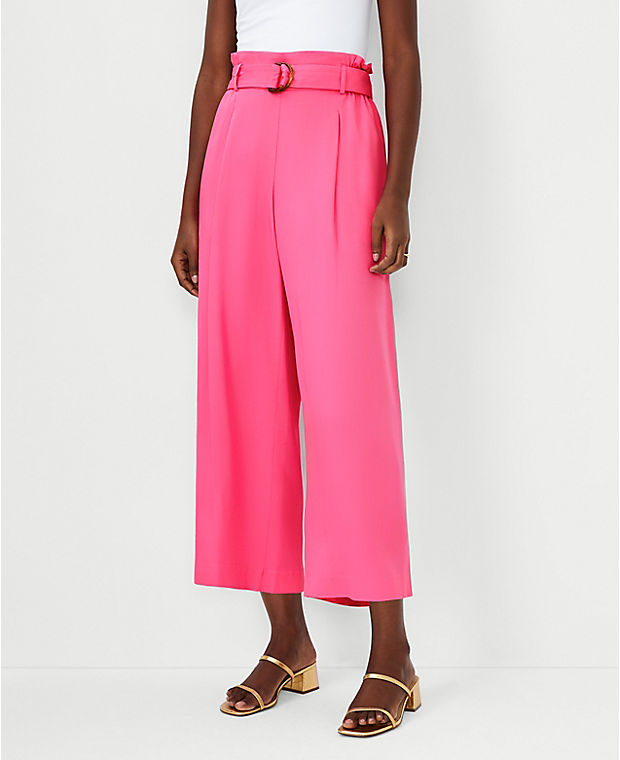 The Petite Belted Easy Wide Leg Crop Pant
